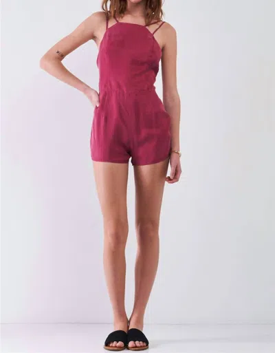 Sugarlips Open Back Shorts Romper In Red