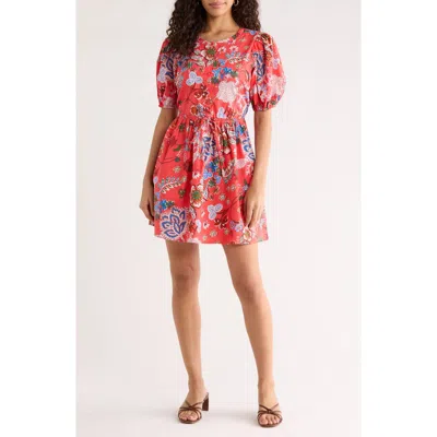 Sugarlips Oreanna Floral Alba Drawstring Waist Cotton Minidress In Multi