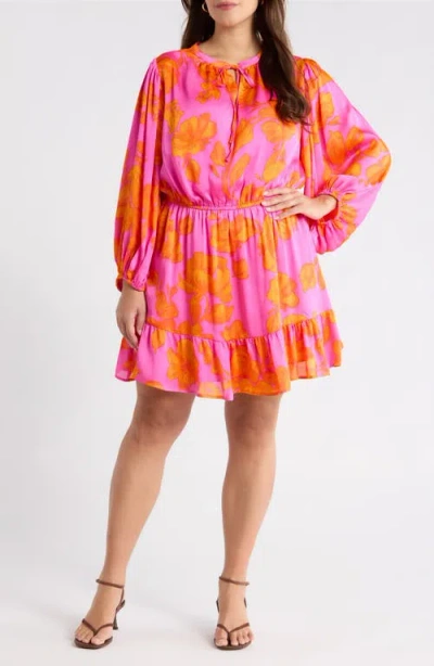 Sugarlips Pacey Floral Paxton Balloon Sleeve Minidress In Multi