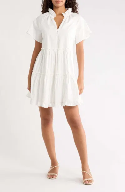 Sugarlips Pallas Tiered Cotton Poplin Minidress In White