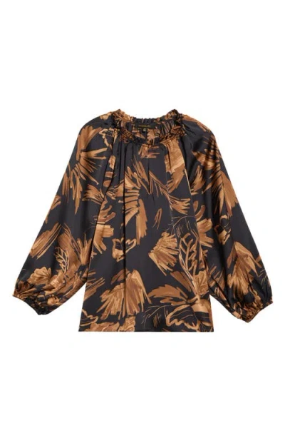 Sugarlips Palm Tropics Ruffle Collar Top In Black