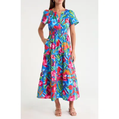 Sugarlips Palmer Floral Tiered Cotton Maxi Dress In Multi