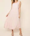 Sugarlips Paloma Tiered Midi Dress In Blush In Gold