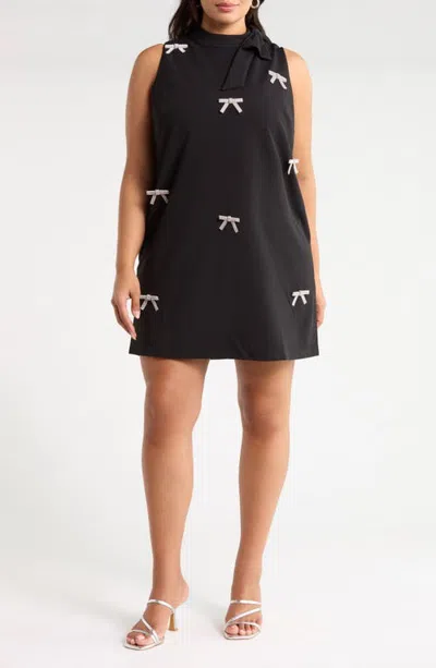 Sugarlips Pamelda Bow Shift Minidress In Black