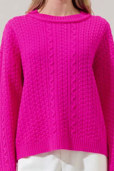 Sugarlips Pammie Knit Dropped Sweater In Neon Pink