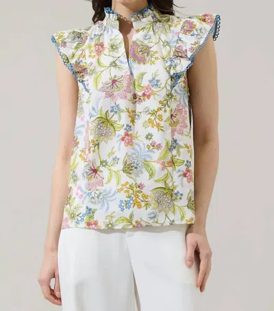 Sugarlips Pany Floral Rayen Rude Top In Pink Green Blue In Multi