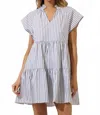 Sugarlips Parson Stripe Janelly Poplin Tiered Mini Dress In Brown-stripe In Multi