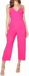 Sugarlips Perfectly Scallop Lace Trim Jumpsuit In Magenta In Pink