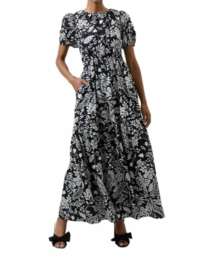 Sugarlips Pine Hill Floral Becca Tiered Maxi Dress In Grey Black