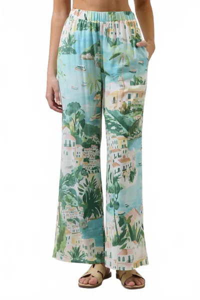 Sugarlips Piti Town Snipy Wide Leg Pants In Aqua Multi In Green