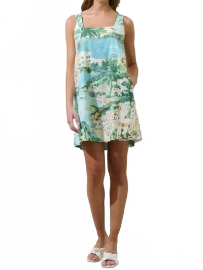 Sugarlips Piti Town Zenica Shift Mini Dress In Aqua-multi In Blue