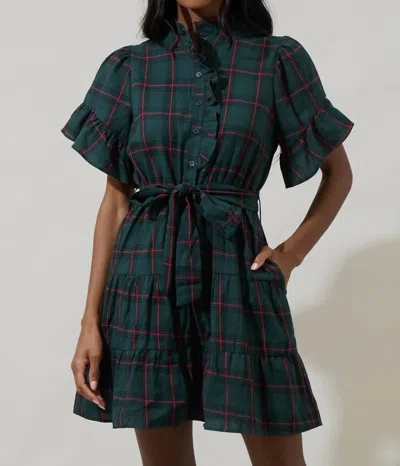 Sugarlips Plaid Cottonwood Button Down Mini Dress In Green Multi