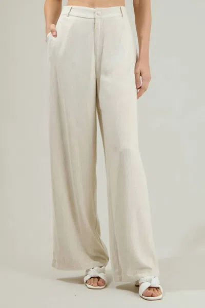 Sugarlips Presley Chelsea Belted Wide Leg Trouser In Natural In White