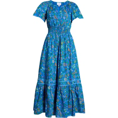 Sugarlips Punta Alta Ordy Smocked Midi Dress In Blue