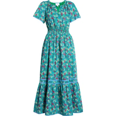 Sugarlips Punta Alta Ordy Smocked Midi Dress In Green