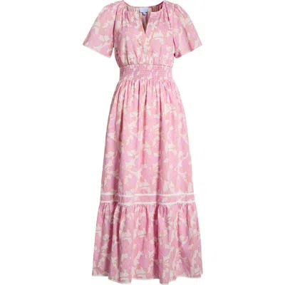 Sugarlips Punta Alta Ordy Smocked Midi Dress In Pink
