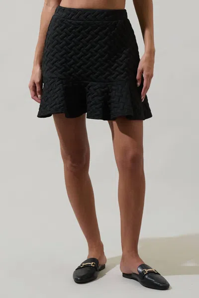 Sugarlips Quilted Ruffle Mini Skirt In Black
