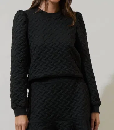 Sugarlips Quilted Ruffle Sleeve Top In Black