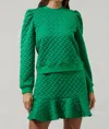 Sugarlips Quilted Ruffle Sleeve Top In Kelly-green