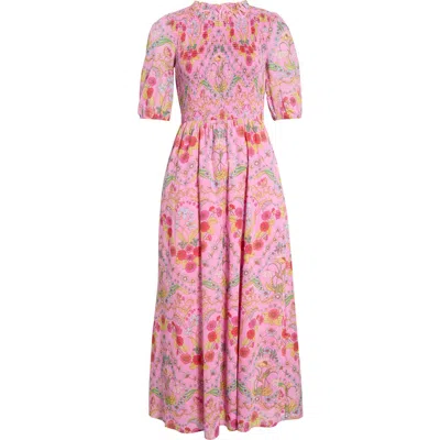 Sugarlips Ramsie Floral Smocked Maxi Dress In Pink