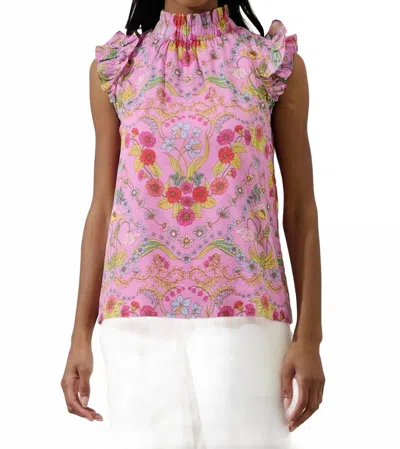 Sugarlips Ramsie Floral Zoie Ruffle Top In Cream, Pink, Multi