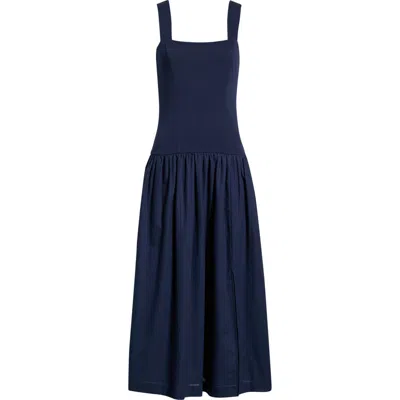 Sugarlips Raziela Mixed Media Midi Dress In Blue