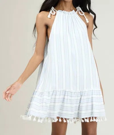 Sugarlips Reina Striped Halter Neck Mini Dress In Blue-white