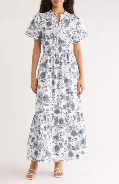 Sugarlips Renzo Toile Print Cotton Poplin Maxi Dress In Multi