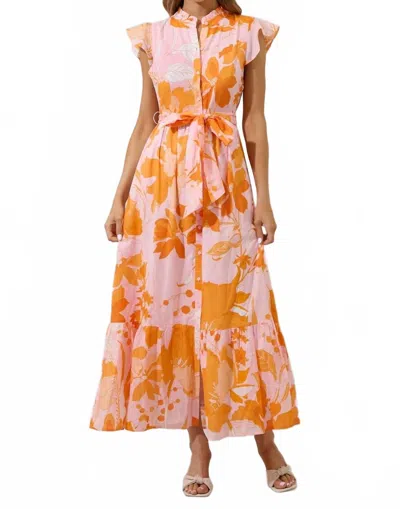 Sugarlips Riah Button Down Maxi Dress In Pink-orange In Multi