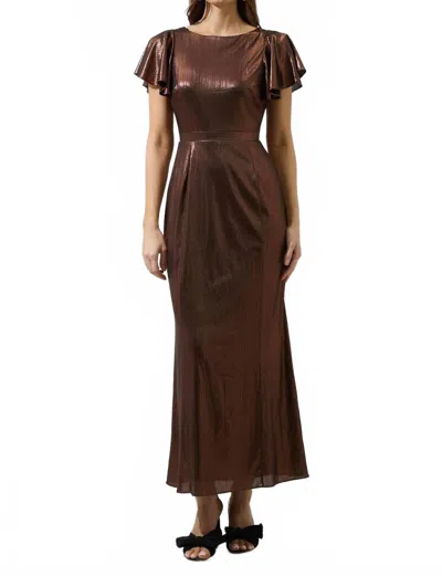 Sugarlips Rina Metallic Aspen Short Sleeve Maxi Dress In Copper In Brown