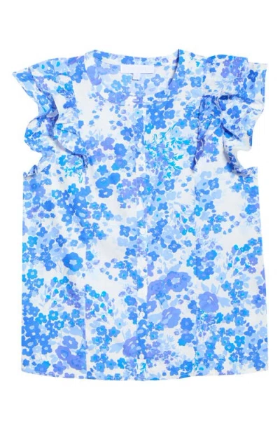 Sugarlips Riona Floral Sammi Cotton Button-up Shirt In Blue
