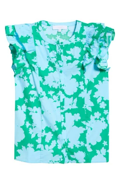 Sugarlips Riona Floral Sammi Cotton Button-up Shirt In Green