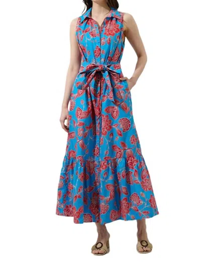 Sugarlips Ripon Floral Collard Maxi Dress In Blue Multi