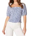 Sugarlips Rock A Bye Ruched Seville Top In Blue White In Blue