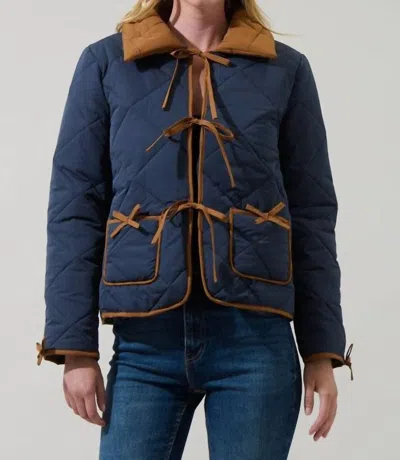 Sugarlips Ronny Contrast Puff Jacket In Navy In Blue