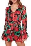 Sugarlips Rosabella Lover Romper In Black Floral In Multi
