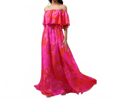 Sugarlips Rosalie Ruffle Maxi Dress In Red Fuschia In Multi