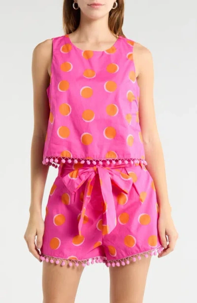 Sugarlips Rosy Polka Dot Taisy Sleeveless Top In Pink