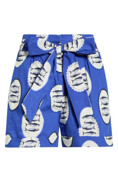 Sugarlips Rumi Town Pompom Cotton Shorts In Blue