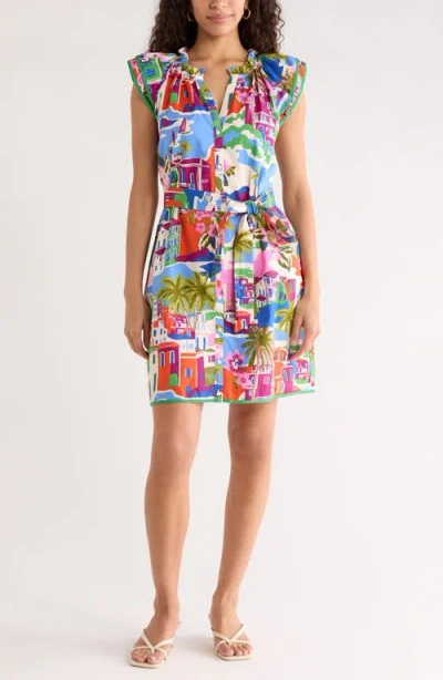Sugarlips Rumi Town Print Belted Minidress In Multi
