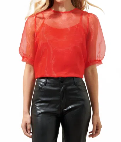 Sugarlips Sabrina Organza Bow Puff Sleeve Top In Red