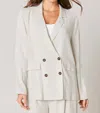 Sugarlips Saint Tropez Linen Double Breasted Blazer In Natural In White