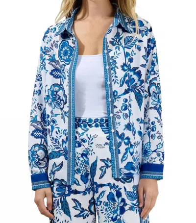 Sugarlips Salema Floral Shirt In Blue/white