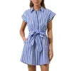 Sugarlips Samera Button Up Mini Dress In Dark Blue In Blue