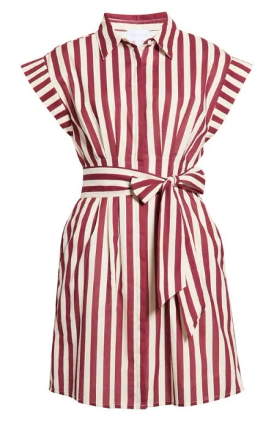 Sugarlips Samera Stripe Cotton Minidress In Burgundy