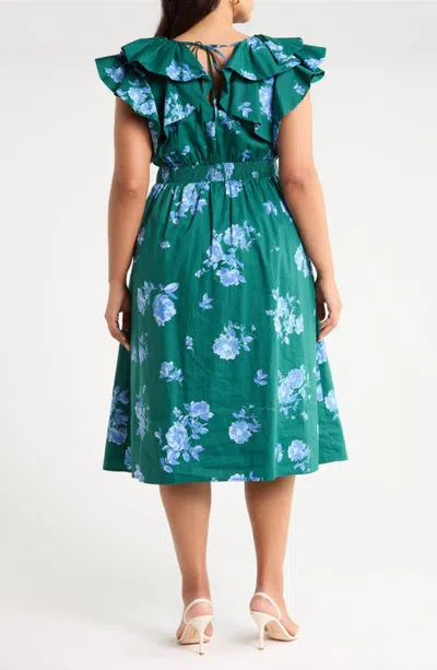 Sugarlips Santana Ruffled Tie Back Midi Dress In Blue