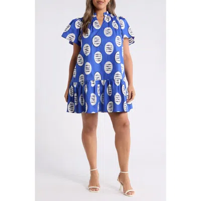 Sugarlips Sardine Sea Azari Cotton Shift Minidress In Blue