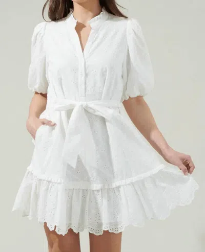 SUGARLIPS SASHA EYELET MINI DRESS IN WHITE