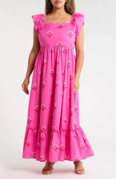 Sugarlips Scarlett Floral Mazy Cotton Maxi Dress In Pink