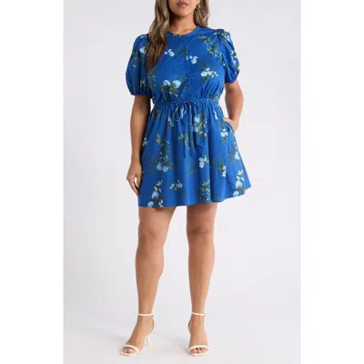 Sugarlips Sendra Floral Alba Drawstring Waist Cotton Minidress In Multi